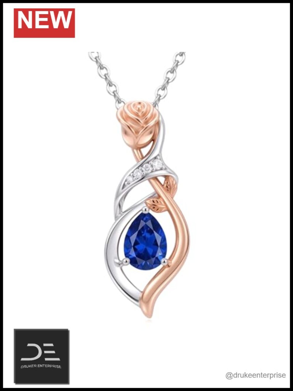 Elegant Birthstone Rose Flower Pendant Necklace for Women